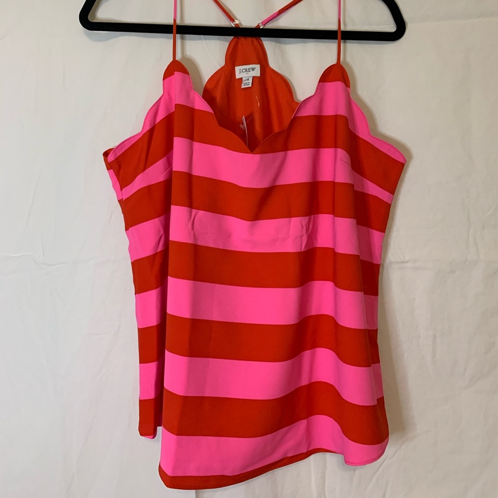J Crew striped strappy scalloped tank